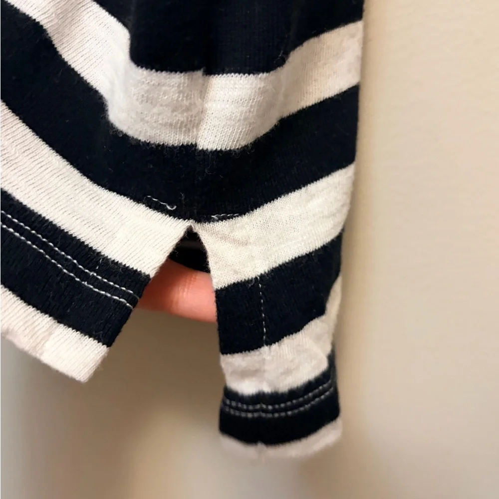 NICOLE MILLER Cotton Blend Black and White Striped Tee - Picture 3 of 5